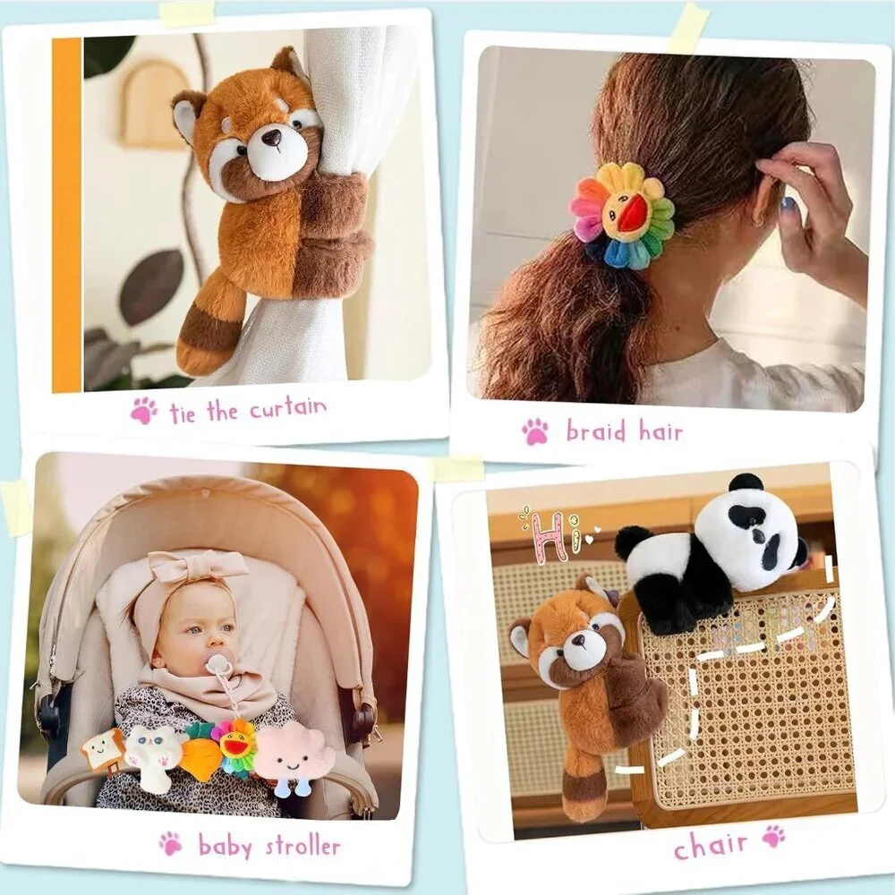 Panda Slap Bracelets Stuffed Animal for Kids, Plush Animal Snap Bracelets Cutie